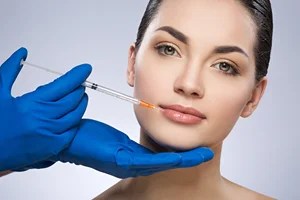 a woman received Botox and Fillers injections to rejuvenate the skin